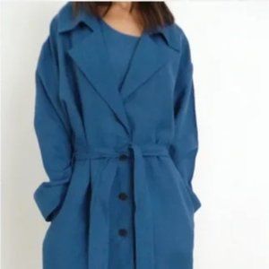 Ilana kohn trench coat in 100% indigo linen